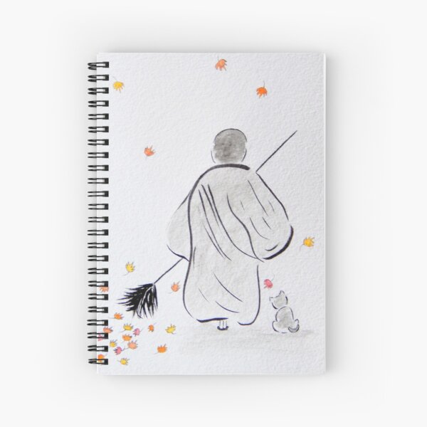 Item preview, Monk and Puppy Sweeping Up Autumn Leaves | Illustration Series designed and sold by AngelaMarieArt.