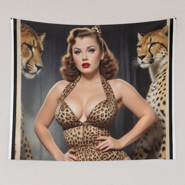 Aperçu de l'œuvre Pin-up sexy brune guépard créée et vendue par MissSaylor.