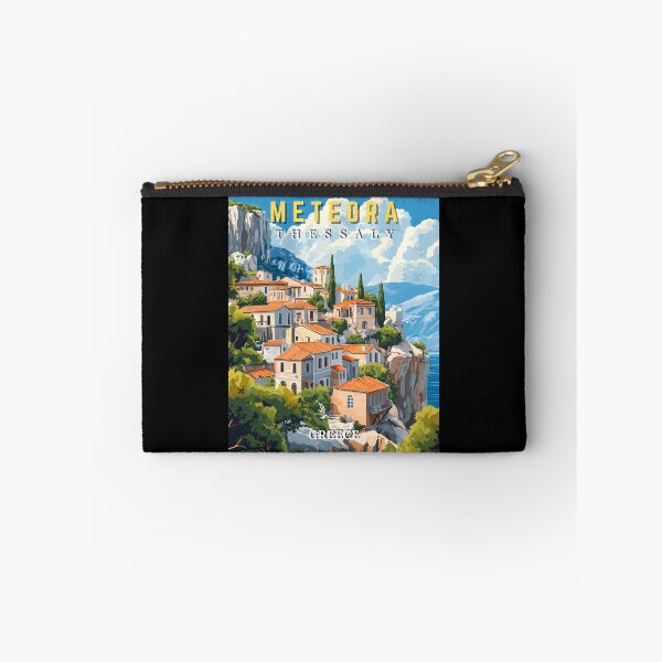 Item preview, Meteora in Thessaly, Greece Retro Art Travel Landscape designed and sold by MaateoDesign.
