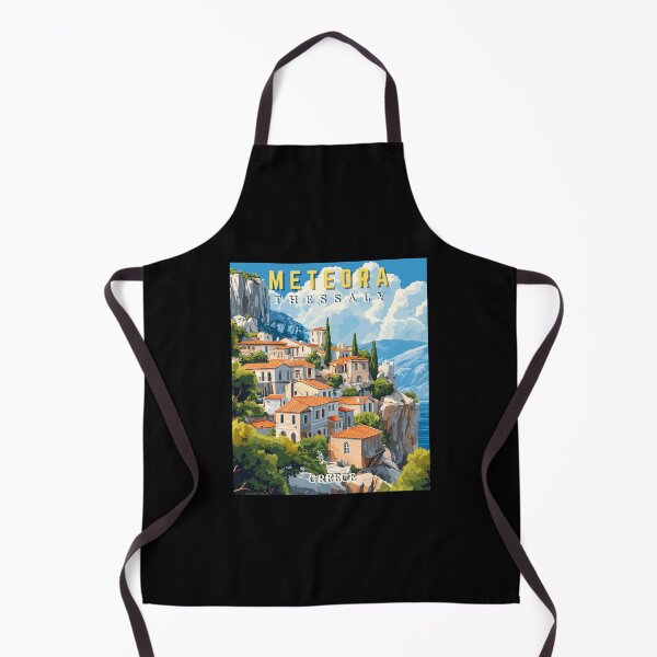 Item preview, Meteora in Thessaly, Greece Retro Art Travel Landscape designed and sold by MaateoDesign.