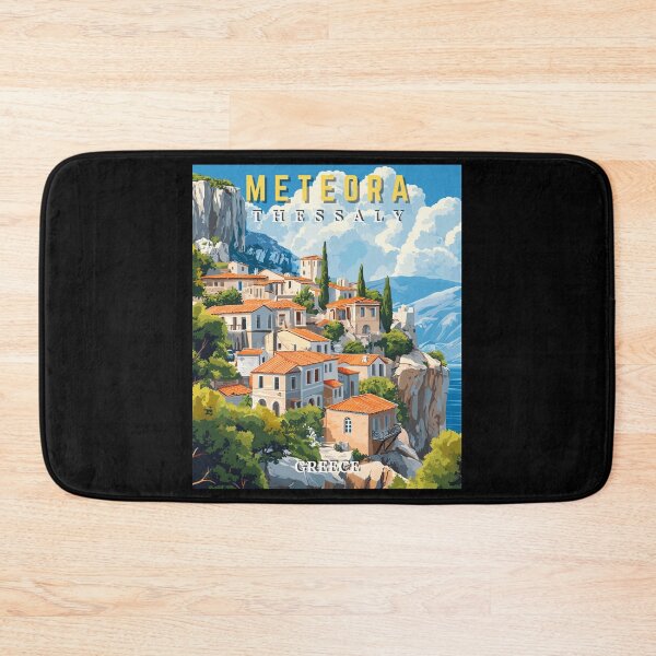 Item preview, Meteora in Thessaly, Greece Retro Art Travel Landscape designed and sold by MaateoDesign.