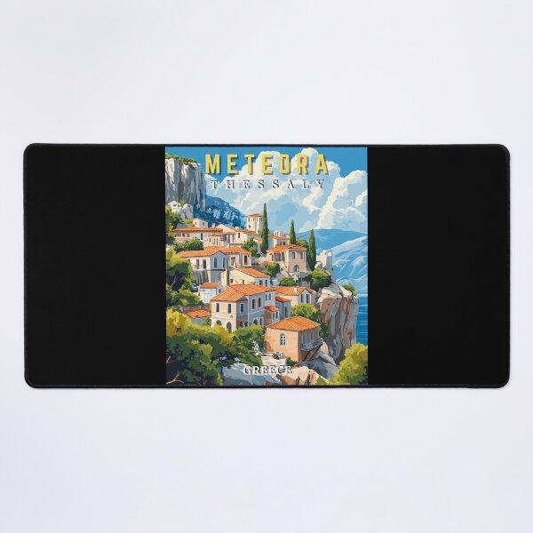 Item preview, Meteora in Thessaly, Greece Retro Art Travel Landscape designed and sold by MaateoDesign.