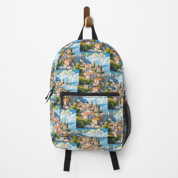 Item preview, Meteora in Thessaly, Greece Retro Art Travel Landscape designed and sold by MaateoDesign.
