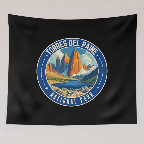 Item preview, Torres Del Paine National Park, Chile Retro Travel Art Emblem designed and sold by MaateoDesign.