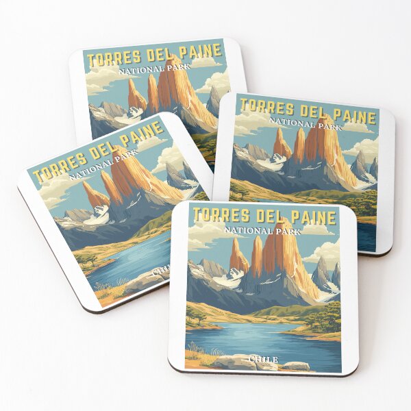 Item preview, Torres Del Paine National Park, Chile Retro Art Travel Landscape designed and sold by MaateoDesign.