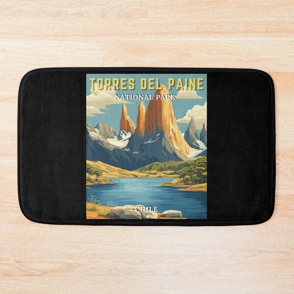 Item preview, Torres Del Paine National Park, Chile Retro Art Travel Landscape designed and sold by MaateoDesign.