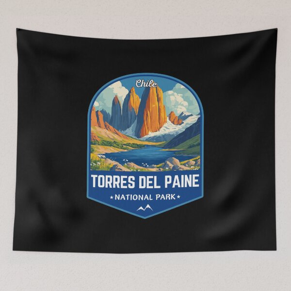 Item preview, Torres Del Paine National Park, Chile Vintage Art Travel Badge designed and sold by MaateoDesign.