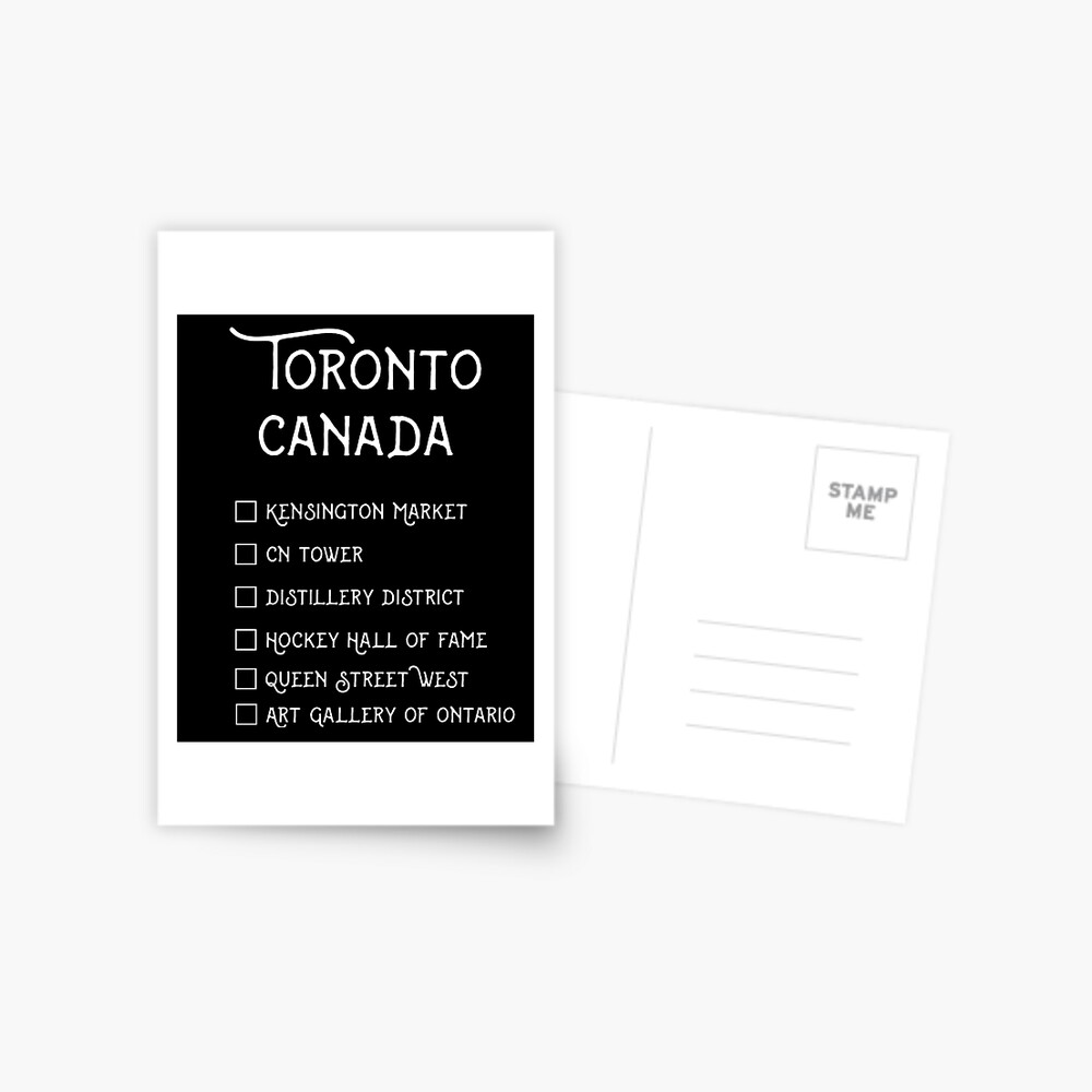 "Toronto Canada Travel Checklist" Postcard for Sale by BlueRockDesigns