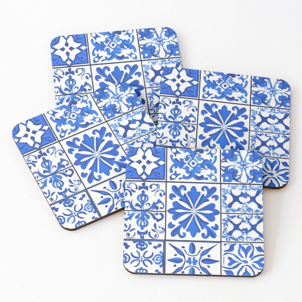 Item preview, Mediterranean Blue Tile Pattern – Vintage Ceramic Style designed and sold by Patricks-Art.