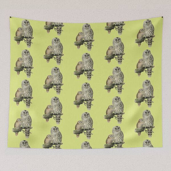 Item preview, Antique Ural Owl and Owlet Birds designed and sold by IrisAndIvy.