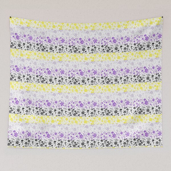 Item preview, Spring Floral Pattern - Nonbinary Pride Flag designed and sold by ArtAlmstEvryDay.