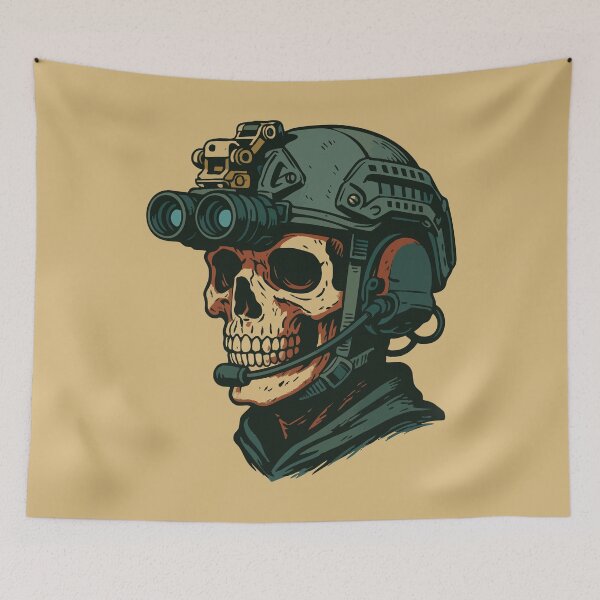 Item preview, Skeleton Skull Soldier Military Anime Retro designed and sold by TomFrontierArt.
