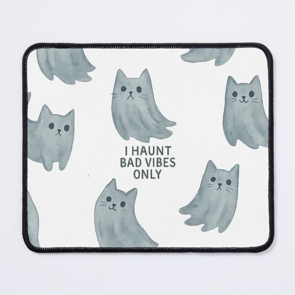 Item preview, Ghost Cat Pattern – Haunting Bad Vibes Only (Watercolor Style) designed and sold by Kalynstore.