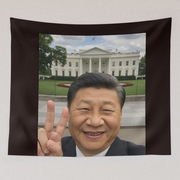 Item preview, Xi Jinping Selfie – Peace Sign in Front of White House designed and sold by Aryabek.