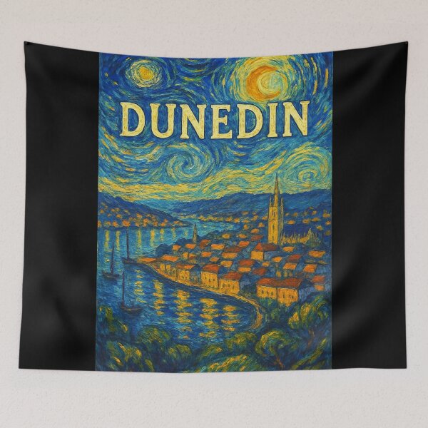 Item preview, Dunedin Waterfront – Van Gogh Style Night over Otago Harbour designed and sold by Places On Earth.