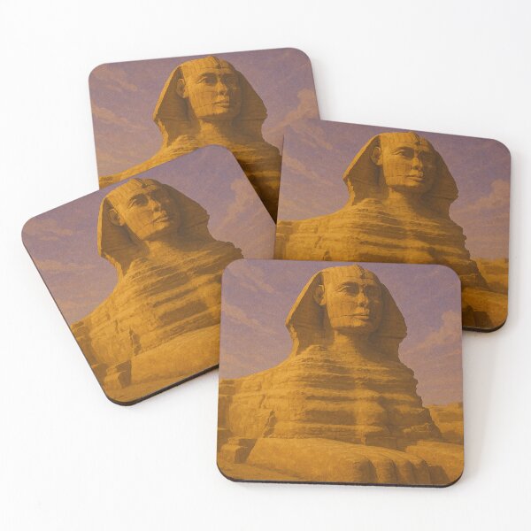 Item preview, Egyptian Sphinx Dessert Retro Poster – Vintage Gold & Sepia Travel Illustration of Ancient Giza Majesty designed and sold by Bored Duck.