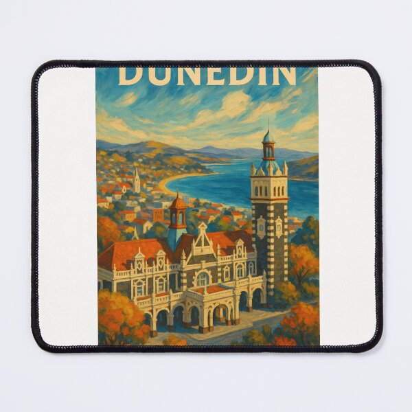 Item preview, Dunedin Station & Harbour – Painterly Otago Skyline designed and sold by Places On Earth.