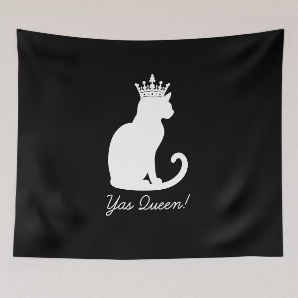 Item preview, Yas Queen for Cat Lovers White Imprint Black Background designed and sold by Ferret Designs.