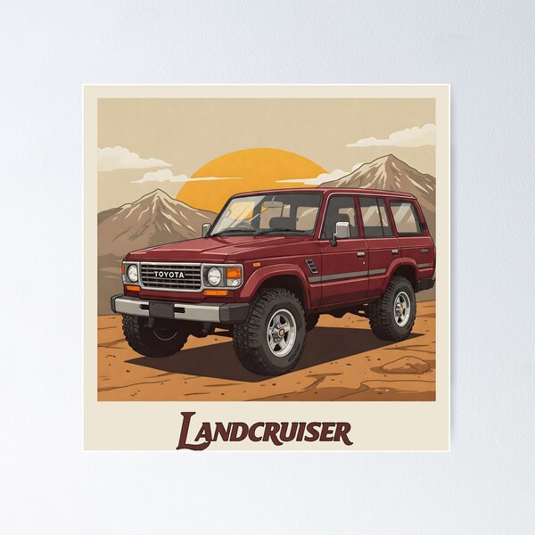 Item preview, Classic Maroon Toyota Land Cruiser Illustration designed and sold by MOBI-CASE.