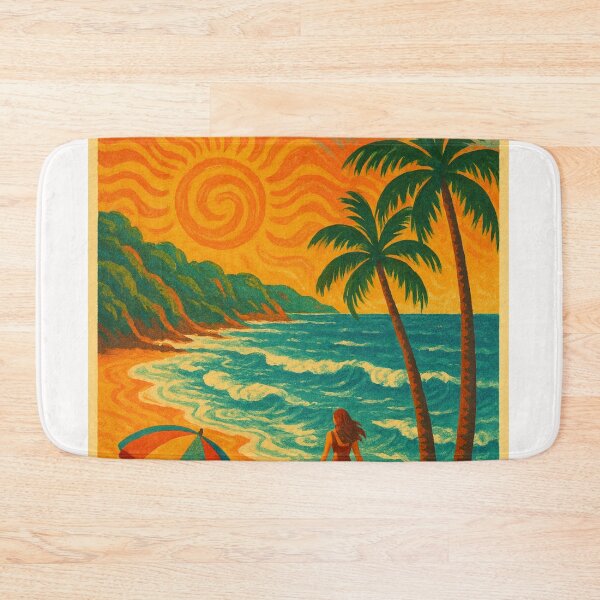 Item preview, Sunshine Coast Retro Beach – Queensland Travel Illustration designed and sold by Places On Earth.