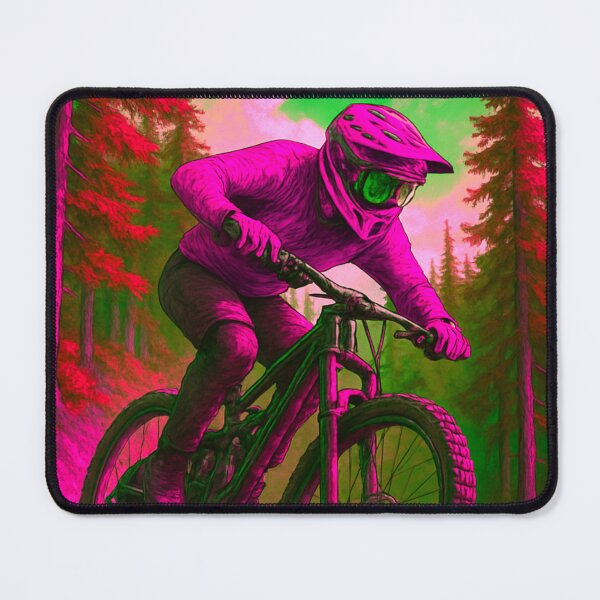 Item preview, Pink & Green MTB Racer – Vivid Trail Fury designed and sold by GrizzlyCollective.