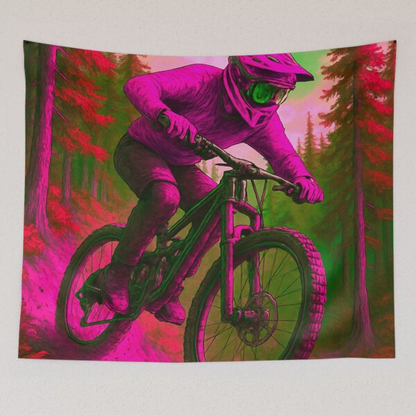 Item preview, Pink & Green MTB Racer – Vivid Trail Fury designed and sold by GrizzlyCollective.