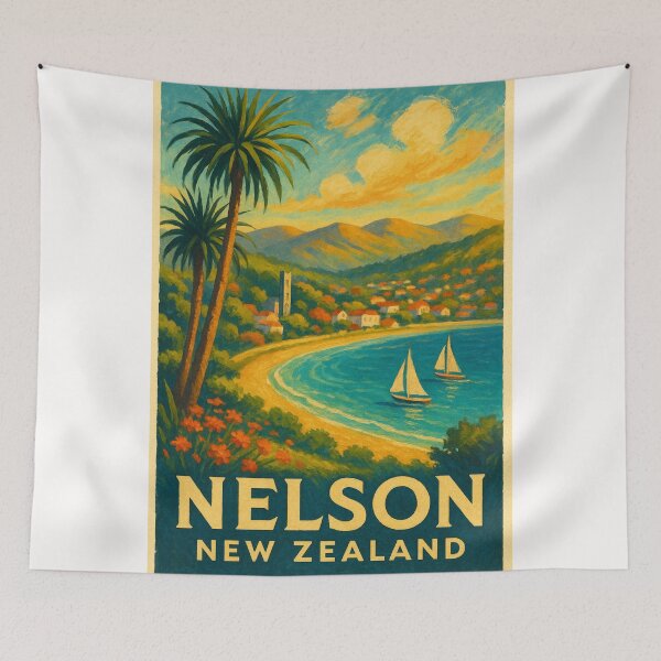Item preview, Nelson Bay Sailboats and Palms South Island New Zealand designed and sold by Places On Earth.