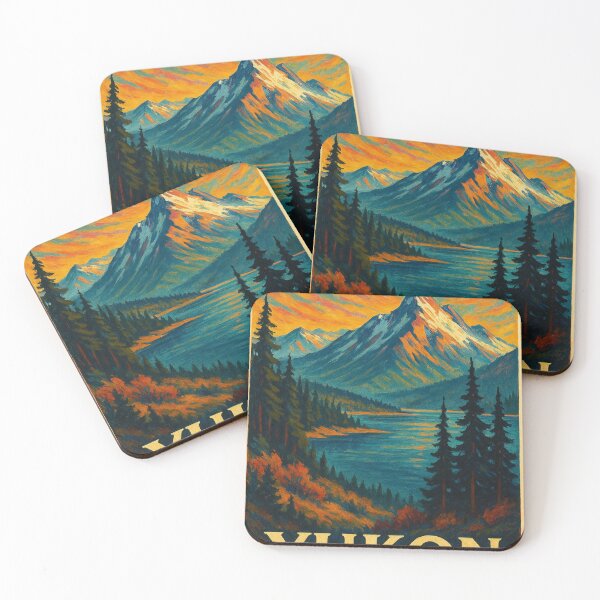 Item preview, Yukon Territory Mountains and Fiery Sky Over Lake Canada designed and sold by Places On Earth.