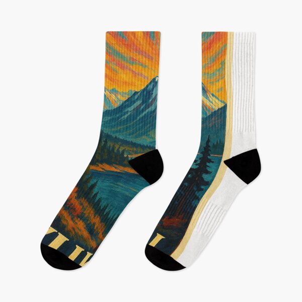 Item preview, Yukon Territory Mountains and Fiery Sky Over Lake Canada designed and sold by Places On Earth.