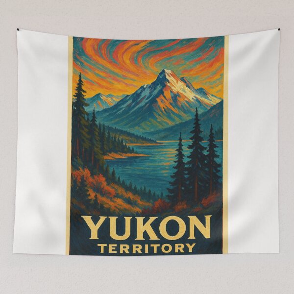 Item preview, Yukon Territory Mountains and Fiery Sky Over Lake Canada designed and sold by Places On Earth.