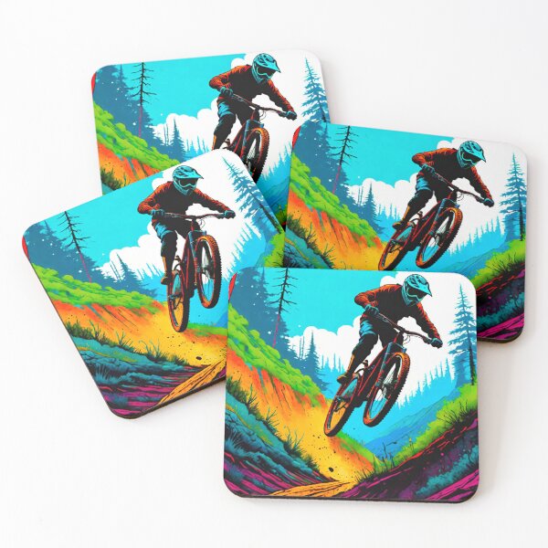 Item preview, Vibrant Colourful MTB Jumper – Aerial Trail Art designed and sold by GrizzlyCollective.
