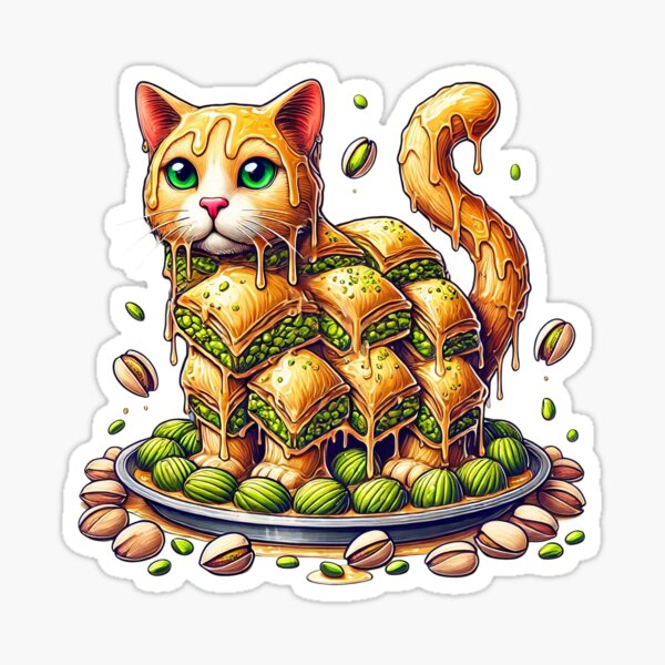 Vista previa del artículo con la obra «Baklava Kitty», diseñado y vendido por deniz-tiktok .