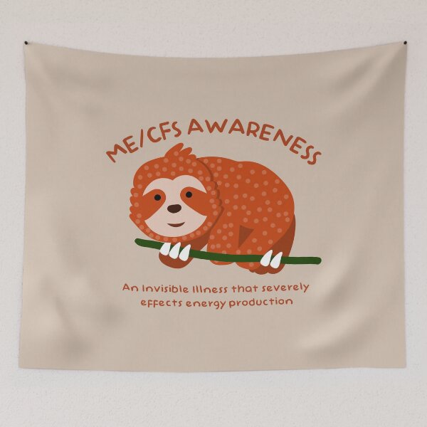 Item preview, ME/CFS AWARENESS - Cute Red Sloth - Dark Text designed and sold by Darling DeDe.