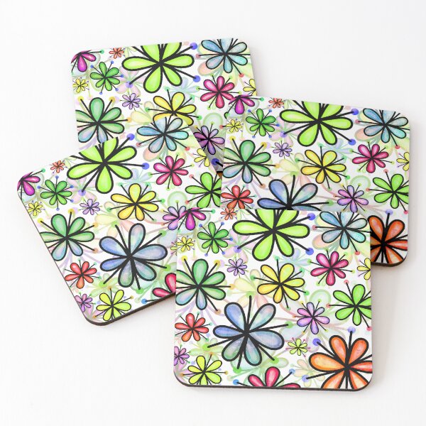 Artikelvorschau, Retro 1960er Happy Hippie Buntes Blumenmuster entworfen und verkauft von DEC02.