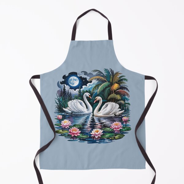Item preview, Moonlit Swans in Tropical Lake with Lotus Blooms designed and sold by BirdsnStuff.
