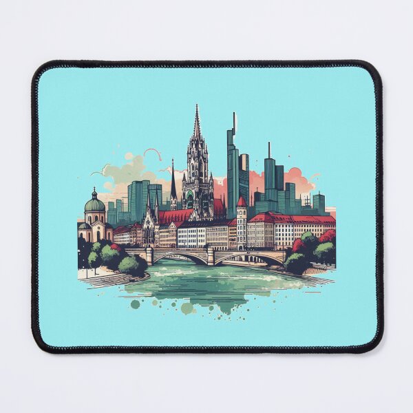 Item preview, Minimalist Watercolor Munich Germany Retro Cityscape Sticker, designed and sold by PaintMeWorld.