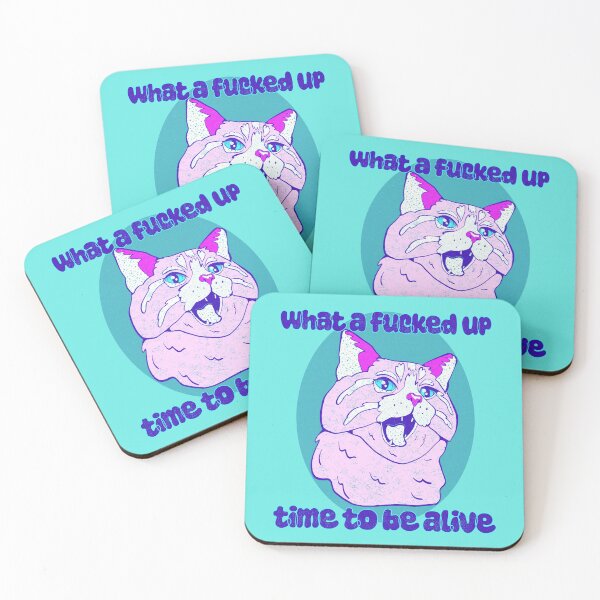 Item preview, wtf cat light pink and teal designed and sold by crestfallenmermaid.