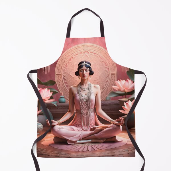 Item preview, Asana, padmasana, full lotus, yoga, peace, om, Woman is meditating in pink, with lotus flowers designed and sold by Coolparrotgirl.