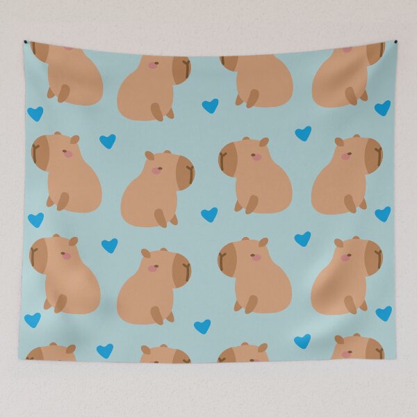 Item preview, Capybaras and hearts Cute kawaii capybara pattern designed and sold by Denisse diseno.