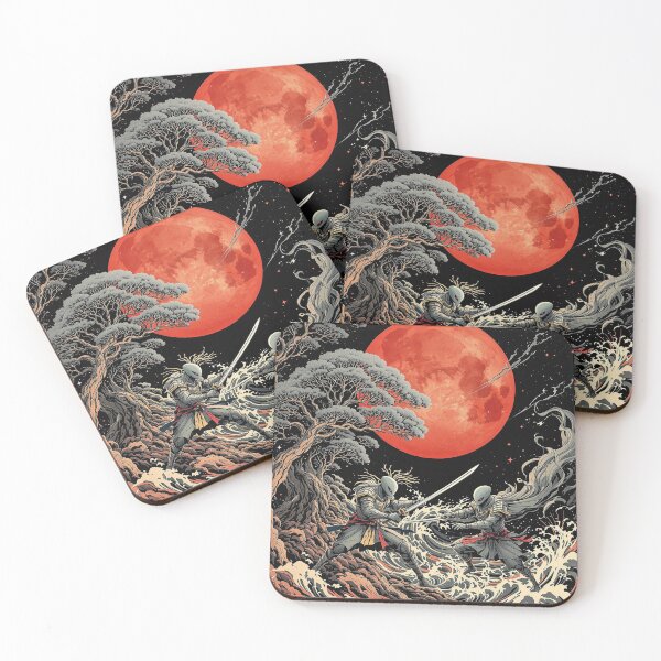 Item preview, Alien Samurai Design, Blood Moon, Wave Art, Japanese Art, Samurai Fight designed and sold by fenrirwulf68.