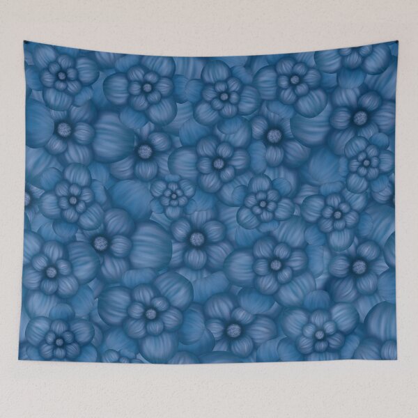 Item preview, Rich pattern with flowers "Majestic Lily" in blue color designed and sold by Cherevan.