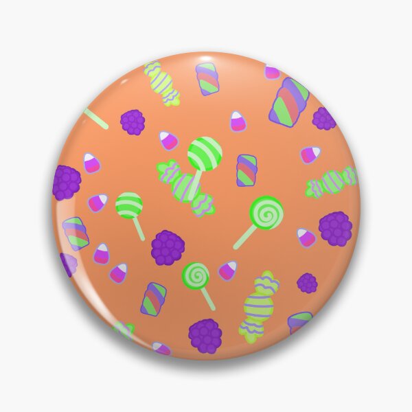 Item preview, Cute Halloween pastel-colored sweets, lollipops, marshmallows in purple and green, on an orange background designed and sold by katecheerycake.