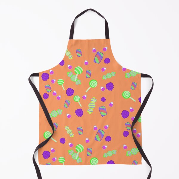 Item preview, Cute Halloween pastel-colored sweets, lollipops, marshmallows in purple and green, on an orange background designed and sold by katecheerycake.