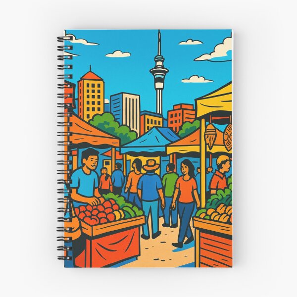 Item preview, Auckland City Market Comic Design – Vibrant AI Art for Clothing, Accessories & Travel-Inspired Fashion designed and sold by knalpot-design.