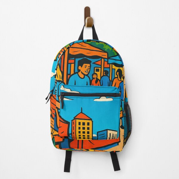 Item preview, Auckland City Market Comic Design – Vibrant AI Art for Clothing, Accessories & Travel-Inspired Fashion designed and sold by knalpot-design.