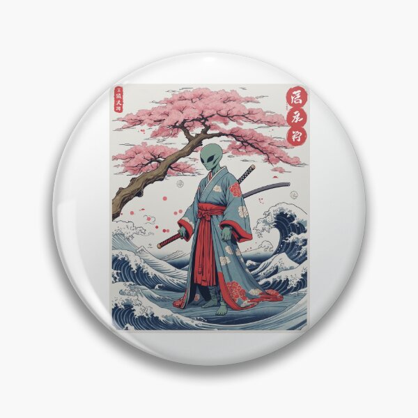 Artikelvorschau, Japanisches Alien-Samurai-Design, einzigartige Alien-Grafik, Sci-Fi-Kunst entworfen und verkauft von fenrirwulf68.
