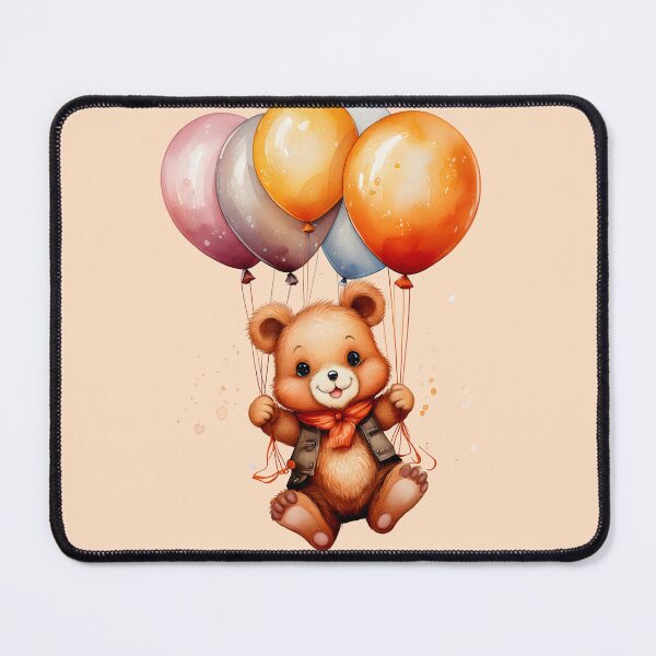 Item preview, Cartoon bear flying on balloons designed and sold by Nazardes.