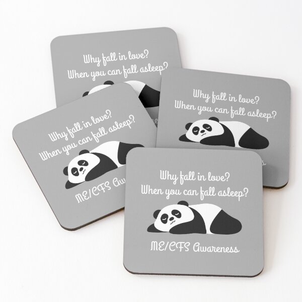 Item preview, ME/CFS AWARENESS - Cute Tired Panda - White Text designed and sold by Darling DeDe.