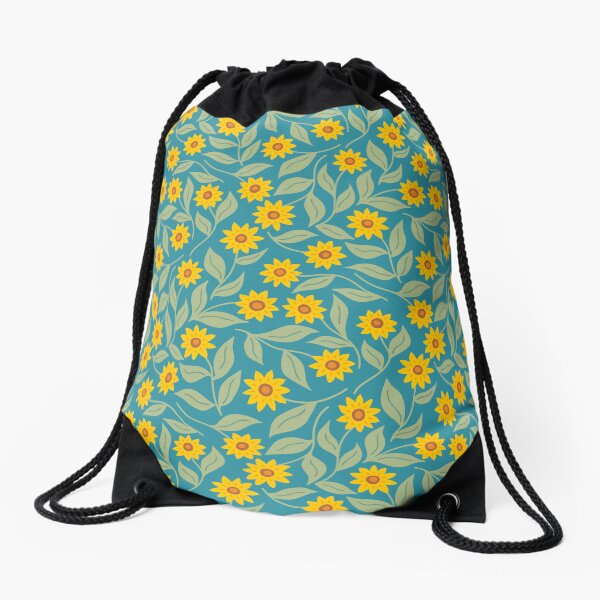 Item preview, Sunflower scatter - yellow and turquoise floral pattern by Cecca Designs designed and sold by Cecca-Designs.