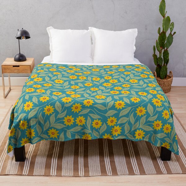 Item preview, Sunflower scatter - yellow and turquoise floral pattern by Cecca Designs designed and sold by Cecca-Designs.
